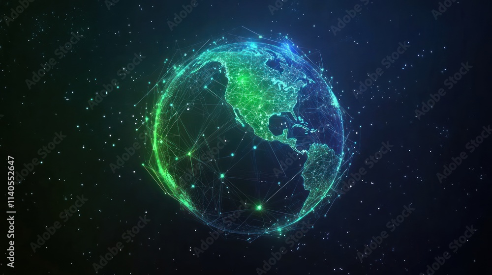 A digital representation of Earth with interconnected lines and glowing nodes, symbolizing connectivity. A digital representation of Earth with interconnected lines and glowing nodes, symbolizing connectivity.
