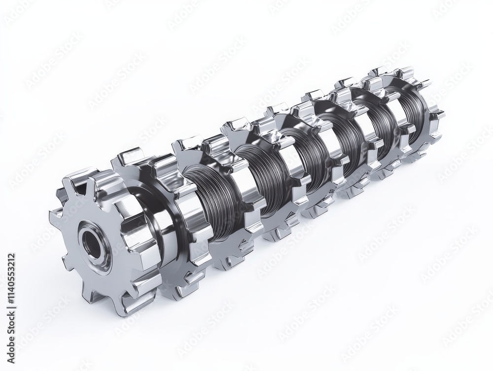 Pinion Gear. Steel Engine Part for Industry Machinery. 3D Rendering of Toothed Rack and Pinion Gear Pinion Gear. Steel Engine Part for Industry Machinery. 3D Rendering of Toothed Rack and Pinion Gear