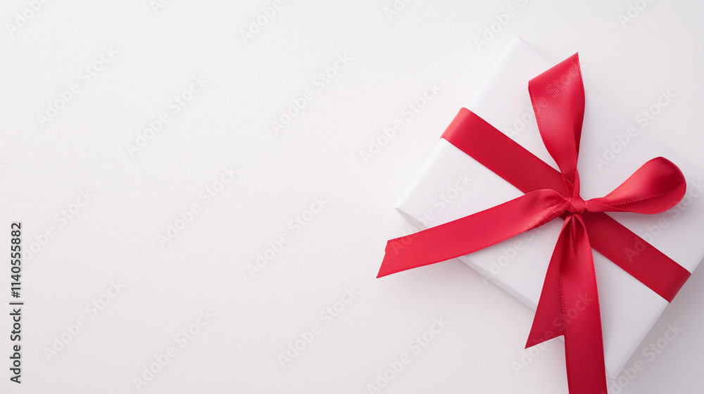 Gift Wrapped in Red: A simple white gift box with a vibrant red ribbon, offering a minimalist yet elegant touch for any occasion. Gift Wrapped in Red: A simple white gift box with a vibrant red ribbon, offering a minimalist yet elegant touch for any occasion.