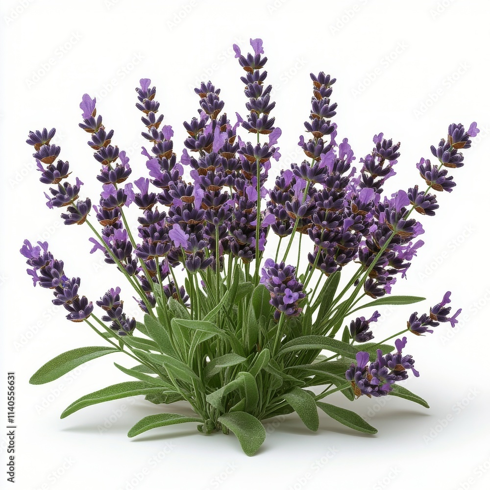 Fototapeta premium Beautiful bunch of lavender flowers arranged on a white background