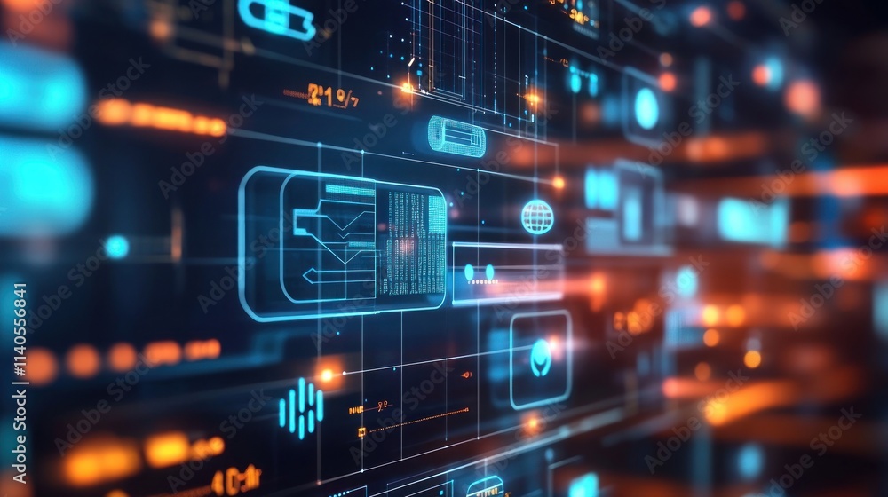 Abstract Digital Interface: Futuristic Technology and Data Visualization Abstract Digital Interface: Futuristic Technology and Data Visualization