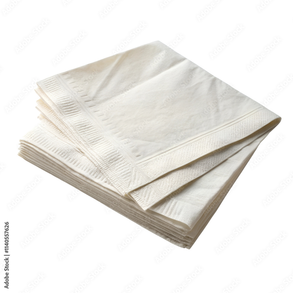 Stack of White Paper Napkins isolated on transparent background cutout, Png, Cutout Stack of White Paper Napkins isolated on transparent background cutout, Png, Cutout