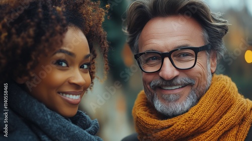 Smiling man in glasses enjoys a sunny outdoor gathering at a celebration in t...