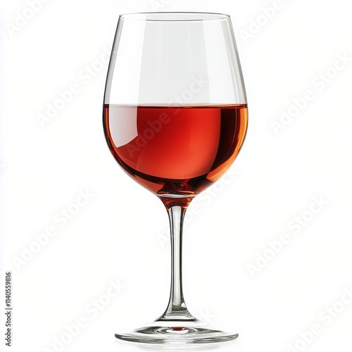 Elegant red wine glass filled with rich vintage wine on a plain background