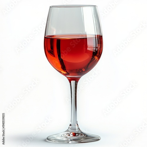 Elegant red wine glass filled with rich vintage wine on a plain background