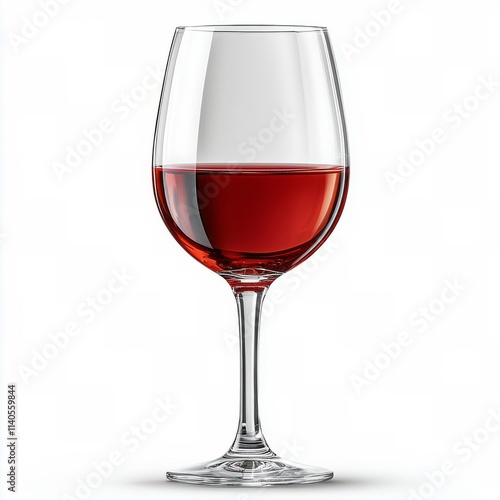 Elegant red wine glass filled with rich vintage wine on a plain background
