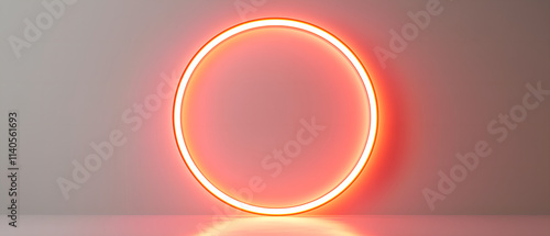 glowing sphere led light isolated over beig background; concept doors to other dimmention with great deal, science fiction 3d element photo