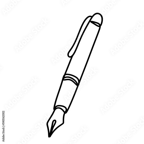 Fountain pen continuous one line art drawing