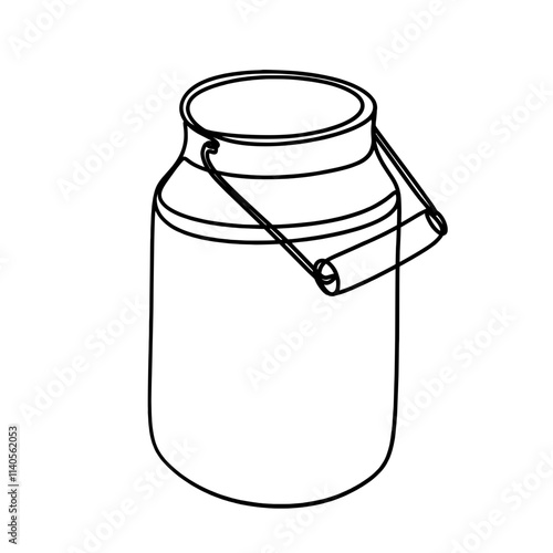 Milk can container one line art drawing