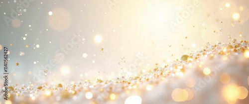 bokeh effect with gold glitter on a deep White color background