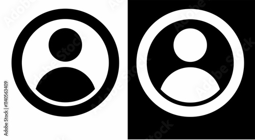 Profile Icon symbol, Black Outline User Icon, Account Profile, Avatar, Social Media Graphic elements, Member Pictogram, Application illustration, Vector stock in Minimal Style