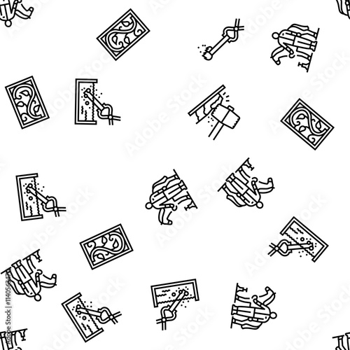 blacksmith forge anvil hammer vector seamless pattern thin line illustration