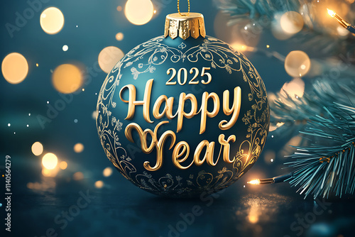 A Luxurious Holiday Banner Featuring 2025 Happy New Year Celebration. photo