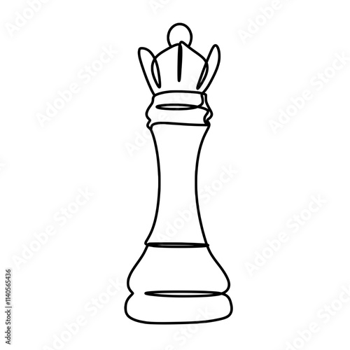 Chess piece queen in single line art drawing