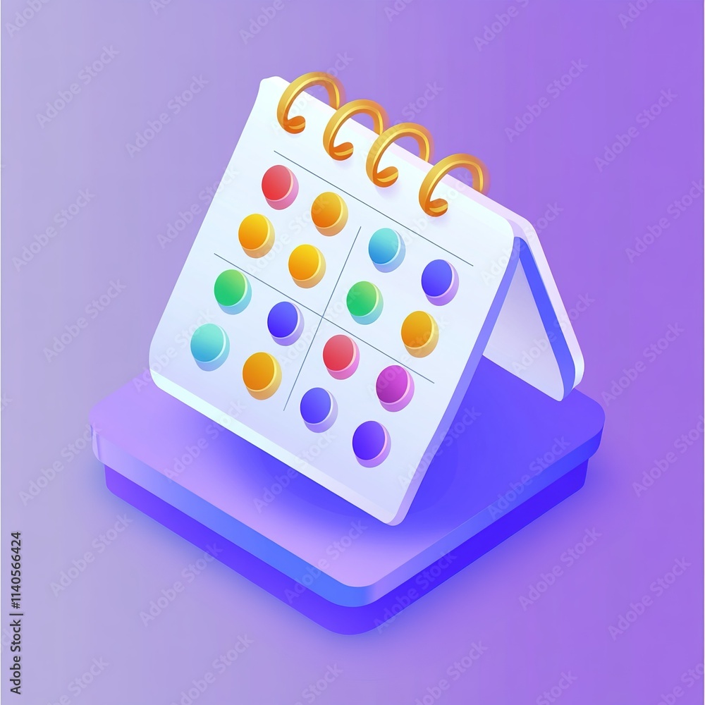 Calendar with colorful dots on it Calendar with colorful dots on it