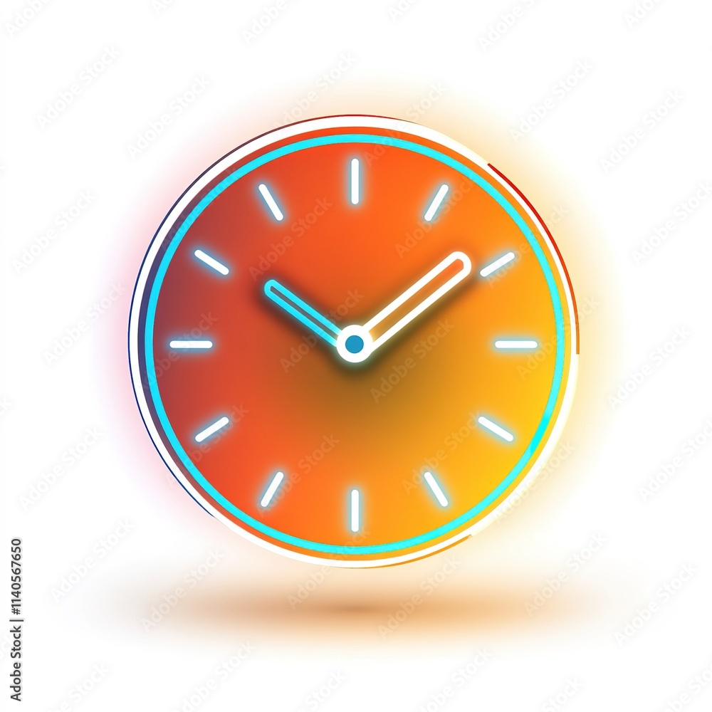 Glowing orange clock with the hands at the numbers 3 and 9 Glowing orange clock with the hands at the numbers 3 and 9