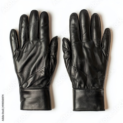 Black leather gloves for cold weather use during outdoor activities