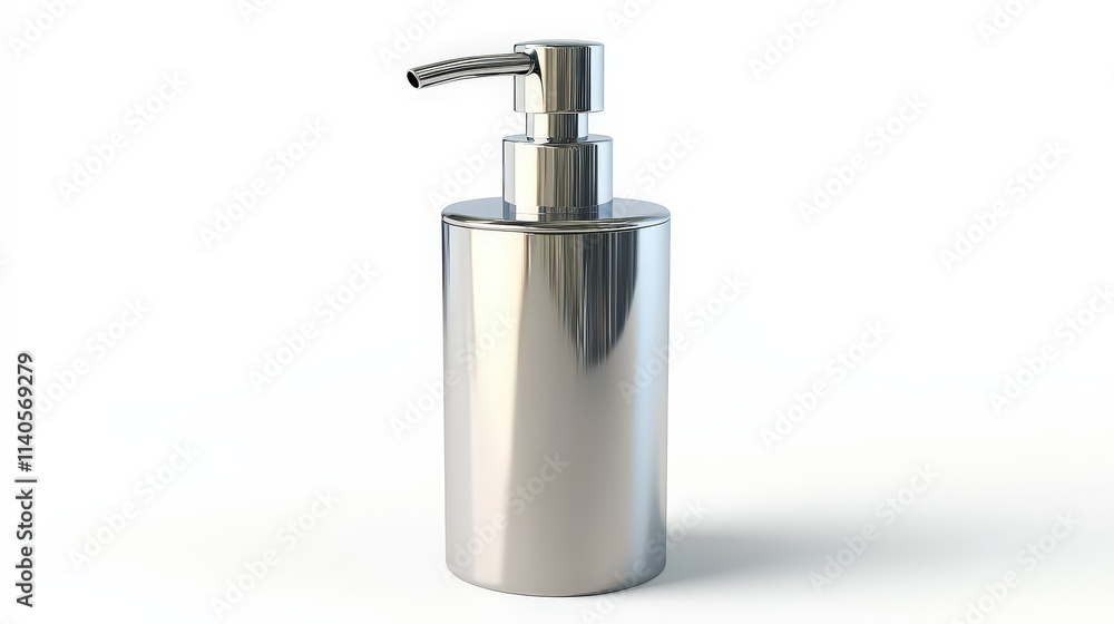 Sleek metal soap dispenser on white background for modern bathroom decor Sleek metal soap dispenser on white background for modern bathroom decor