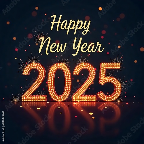 Wallpaper Mural Elegant 2025 Happy New Year 3D Text on a Christmas Scene Torontodigital.ca