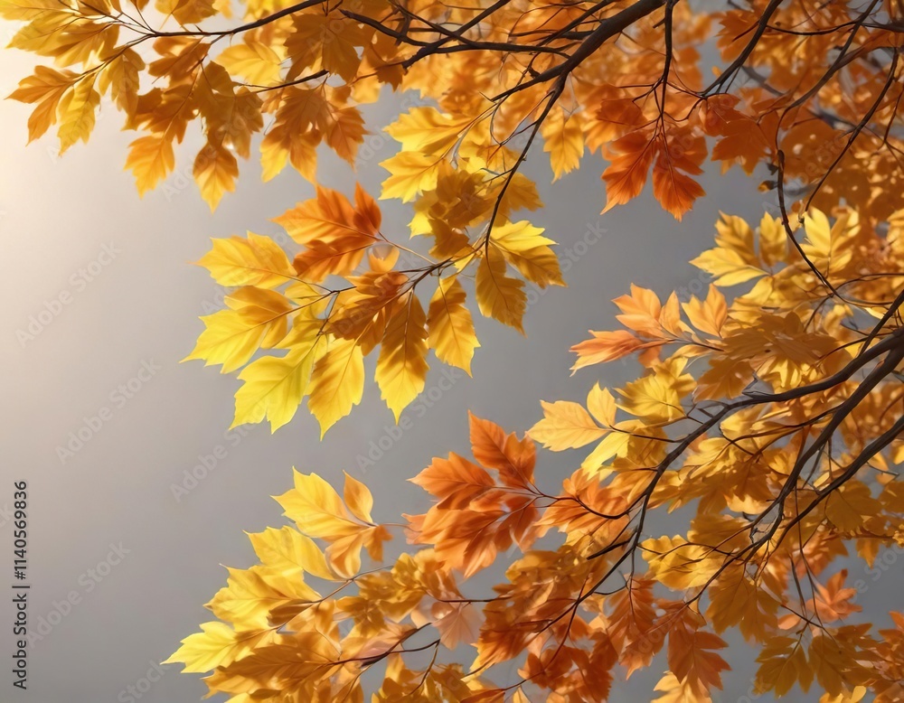 Sunny leaves against a subtle gradient background, abstract pattern, foliage Sunny leaves against a subtle gradient background, abstract pattern, foliage