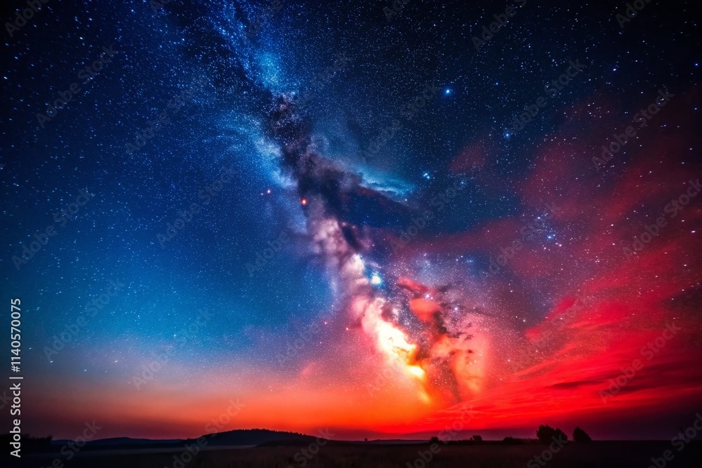 Minimalist Night Sky Photography: Reddish Hues, Dark Atmosphere, Celestial Landscape, Starry Night Minimalist Night Sky Photography: Reddish Hues, Dark Atmosphere, Celestial Landscape, Starry Night