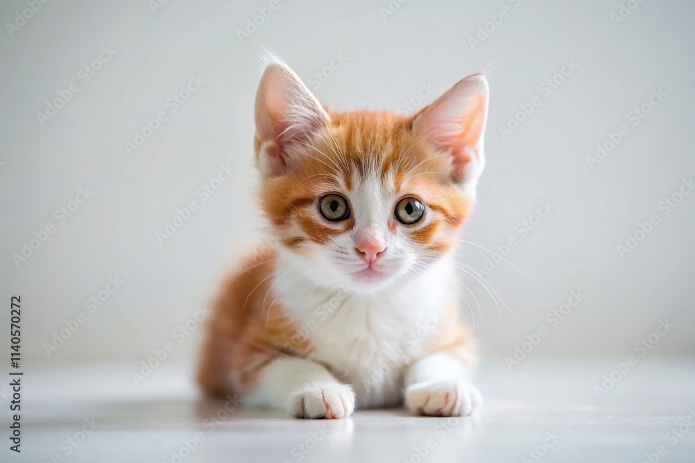 Minimalist Orange & White Kitten Photography: Cute Fluffy Cat Pictures, Adorable Pet Images, Simple Background Minimalist Orange & White Kitten Photography: Cute Fluffy Cat Pictures, Adorable Pet Images, Simple Background