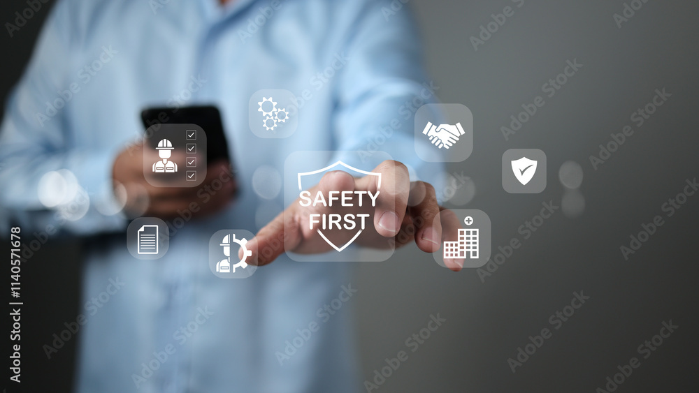 Safety first and work safety concept. Work safety concept, Concept ...