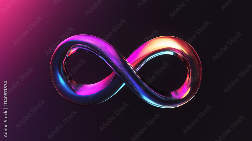 Infinity Symbol, Colorful 3D Render Infinity Symbol, Colorful 3D Render
