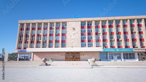 City council on Astana square timelapse hyperlapse in Aktau, Kazakhstan photo