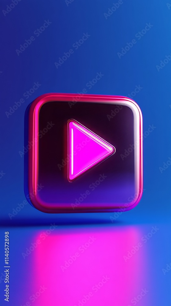 Play button glowing on blue background: modern multimedia concept Play button glowing on blue background: modern multimedia concept
