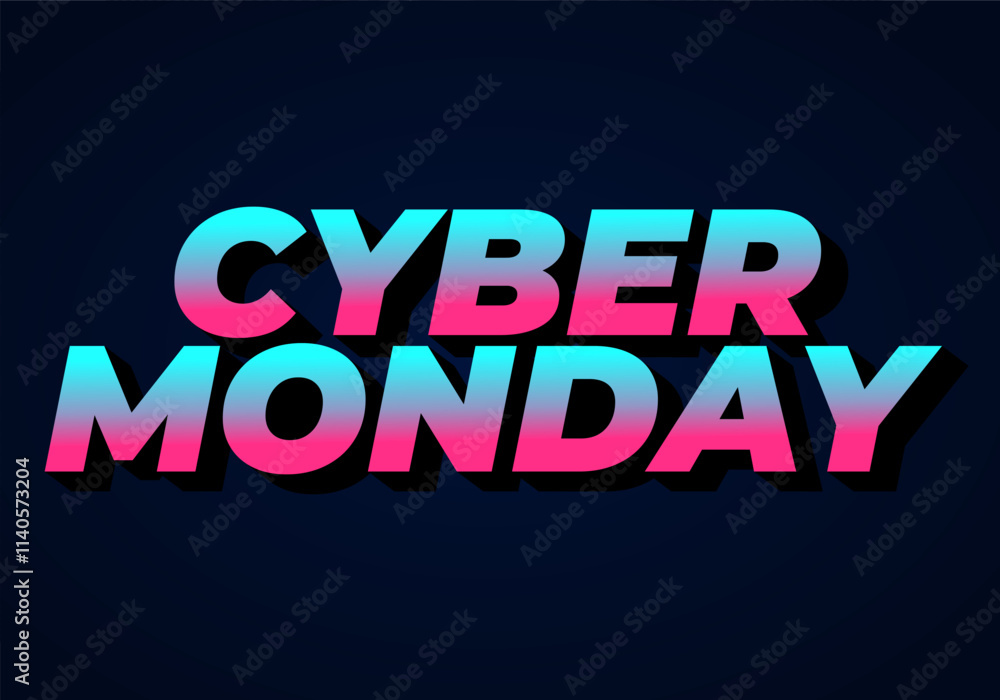 Cyber monday. Text effect in 3 dimensions look, good for social media ads Cyber monday. Text effect in 3 dimensions look, good for social media ads
