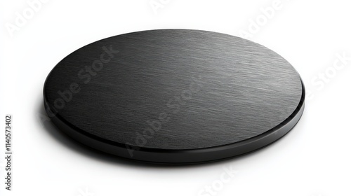 Sleek black metallic round platform: minimalist design and texture