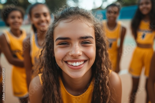 Portrait of a young female basketball players smiling