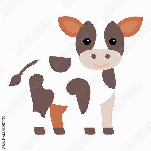 cute baby cow animal vector icon on white background