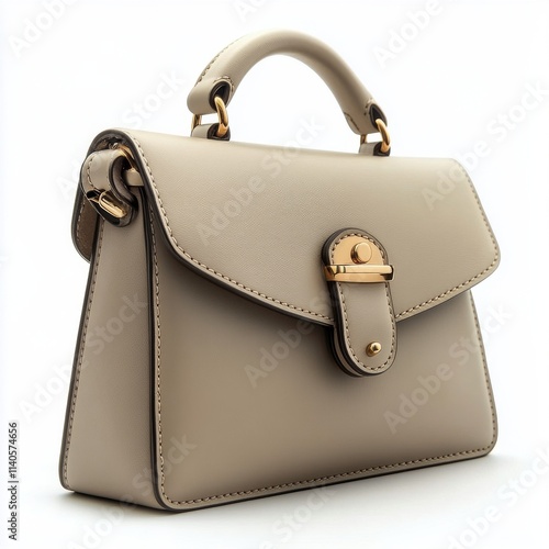 Stylish handbag featuring a unique color block design in earth tones suitable...