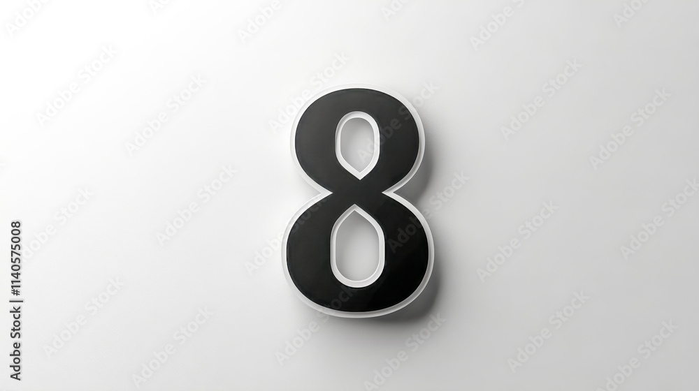 Number eight symbol minimalist design on white background Number eight symbol minimalist design on white background