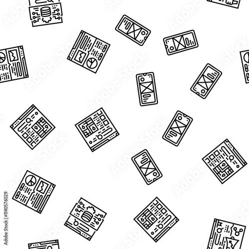 seo digital optimization strategy vector seamless pattern thin line illustration
