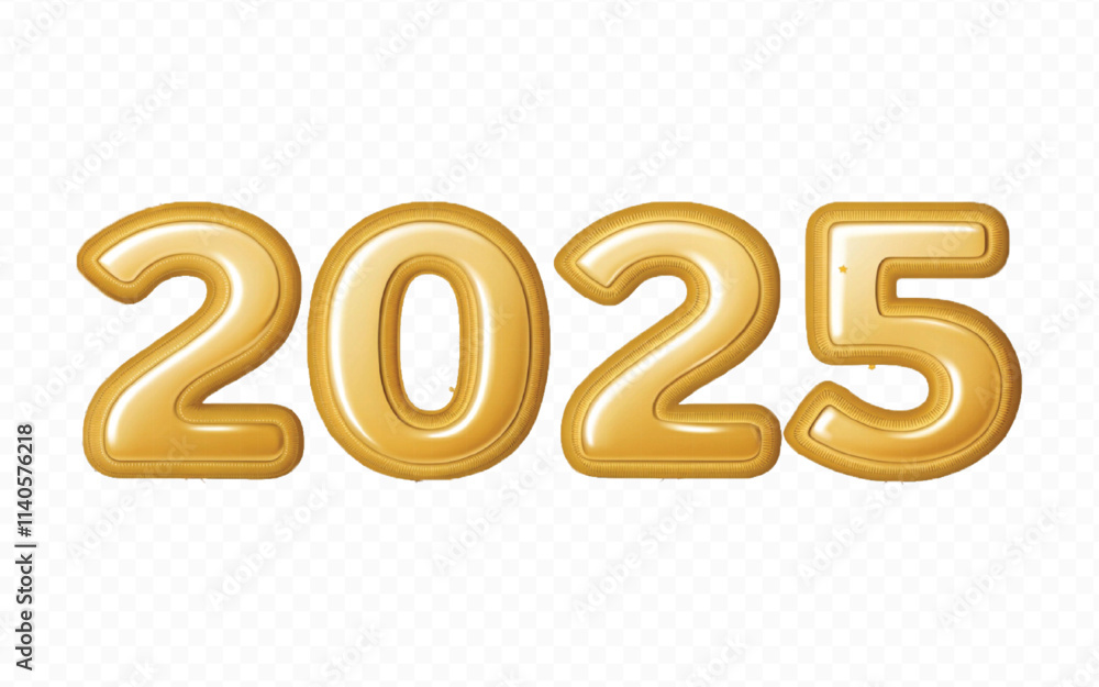 Abstract 3d 2025 number for happy new year, in the shape of gold, red and yellow balloons, isolated on white background. Abstract 3d 2025 number for happy new year, in the shape of gold, red and yellow balloons, isolated on white background.