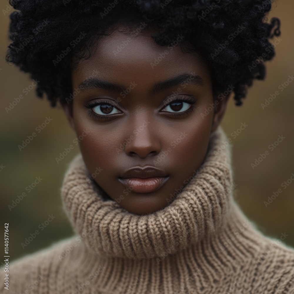 Close up portrait of a person wearing a tan turtleneck Close up portrait of a person wearing a tan turtleneck