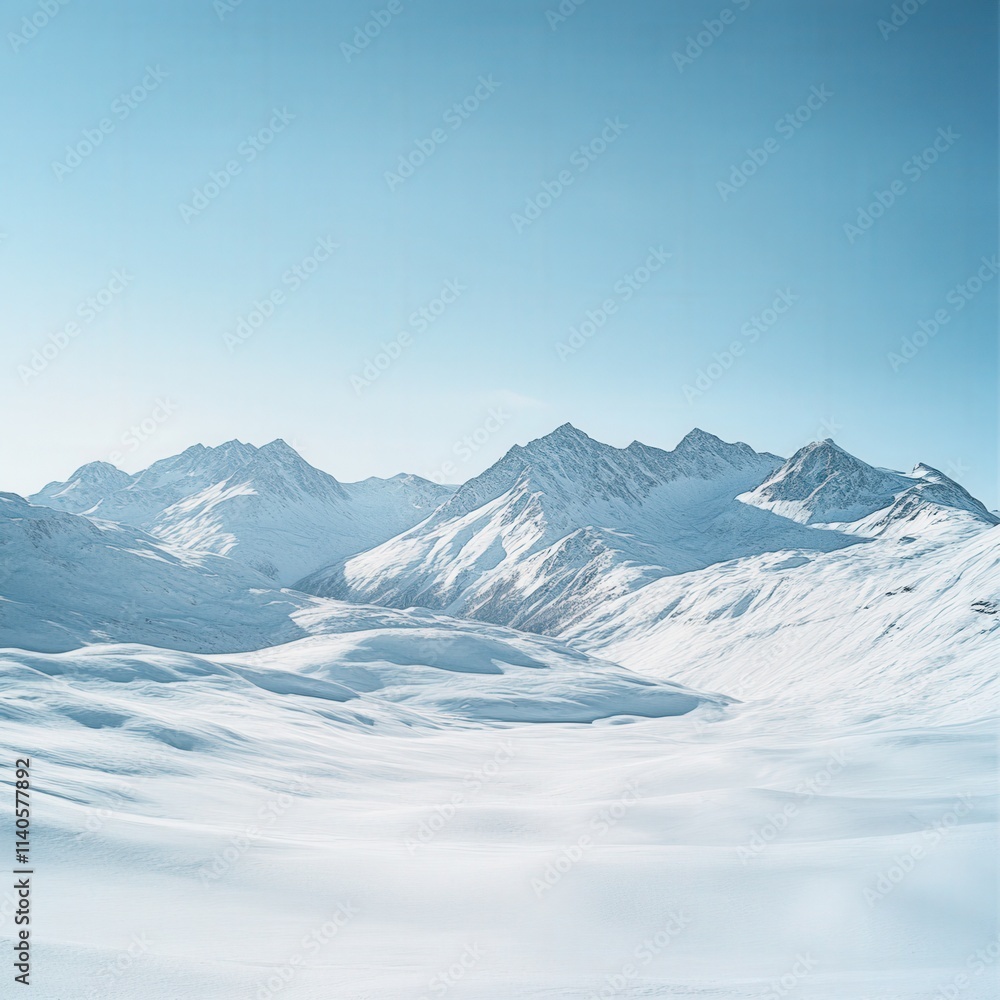Snow covered mountains on a clear day Snow covered mountains on a clear day