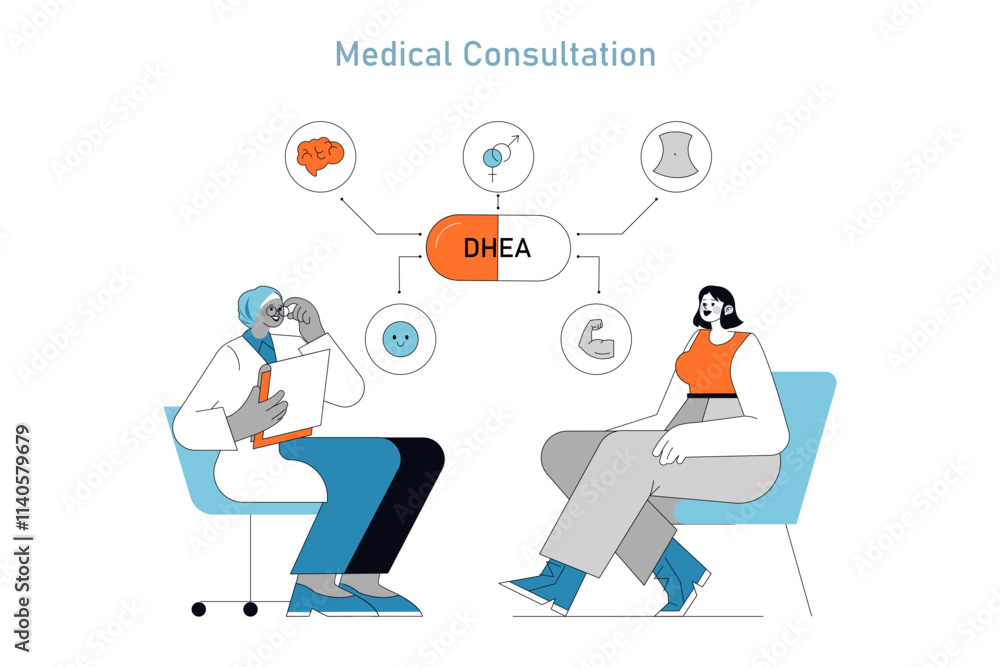 DHEA Supplement. Flat Vector Illustration DHEA Supplement. Flat Vector Illustration