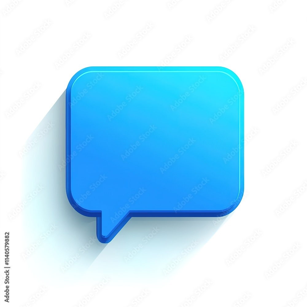 Blue square with a white background and a blue speech bubble Blue square with a white background and a blue speech bubble