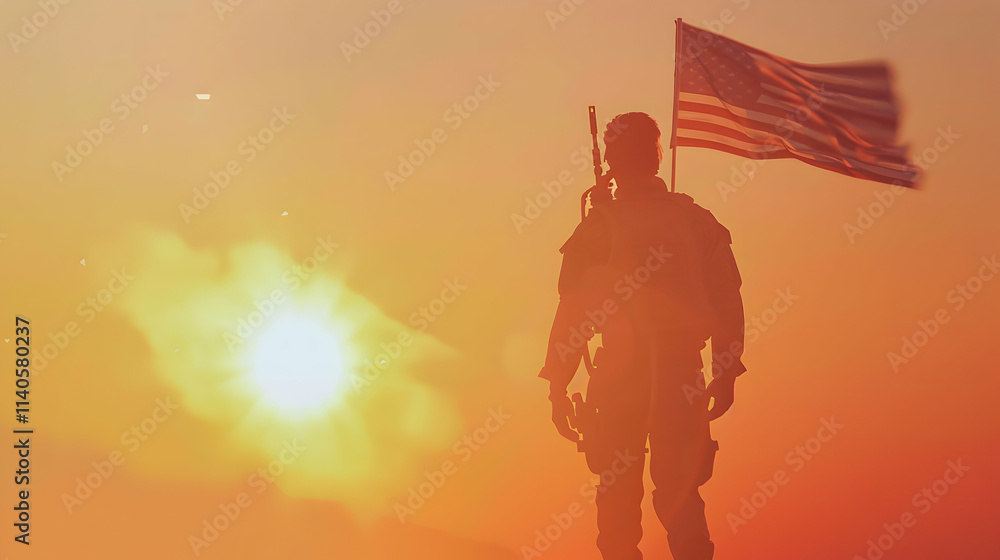 Fototapeta premium Patriotic United States Flag with Red, White, and Blue