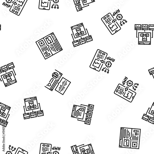 seo improve top website vector seamless pattern thin line illustration