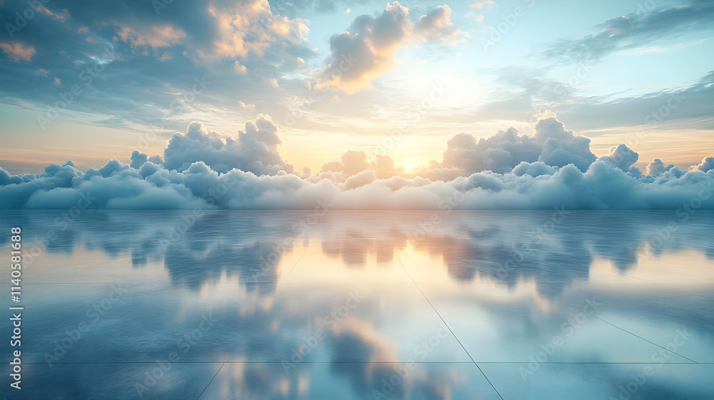 Obraz premium Clouds Reflection on Water Surface - Abstract Background Image