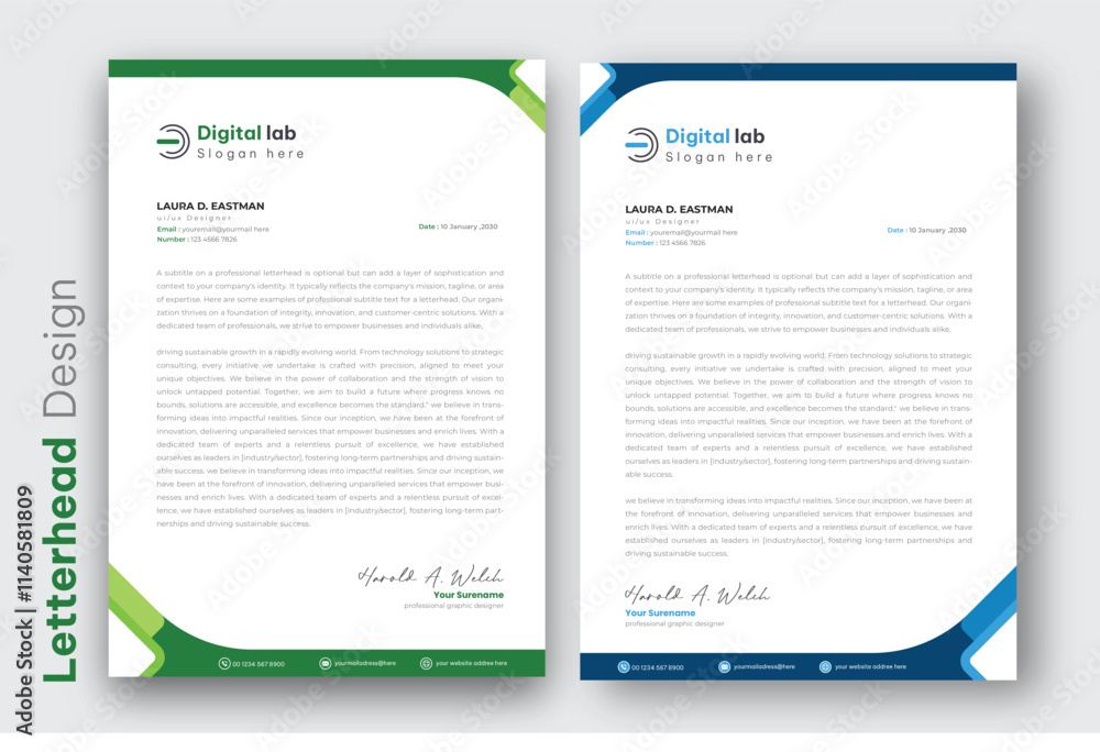 Obraz premium Professional creative letterhead template design for your business