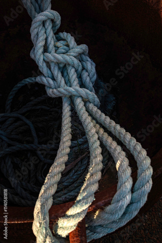 Rope in rusty bucket