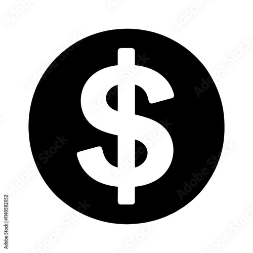 Black round shape with usd dollar sign icon vector illustration design on white background.