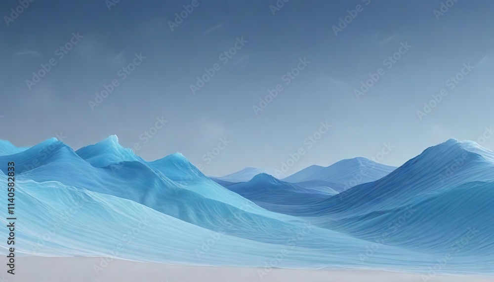 Fototapeta premium Horizontal wave background with gentle blue color gradient, sky, ocean, serene