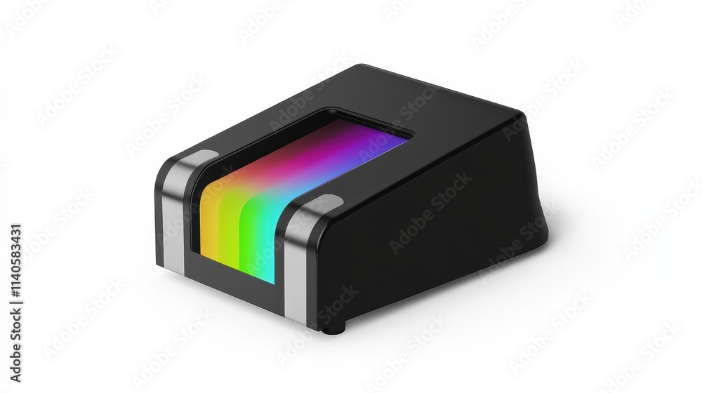 Modern rainbow fingerprint scanner on white background Modern rainbow fingerprint scanner on white background